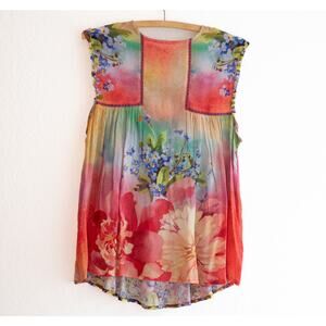 Anthropologie BL-NK London Floral Peasant Blouse Size S Boho Sheer